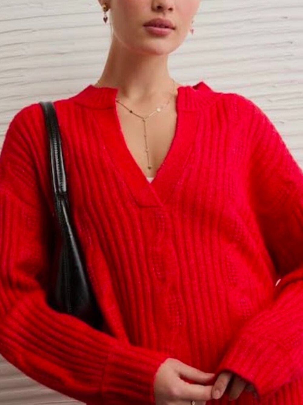 American Eagle Red Knit Sweater Long Sleeve Boxy Soft Preppy Long Sleeve Small